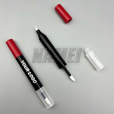 Un buen precio. 2 en 1 tubo líquido de sombra de ojos Tubo de eyeliner de plástico vacío con varilla Logotipo personalizado Embalaje cosmético en línea